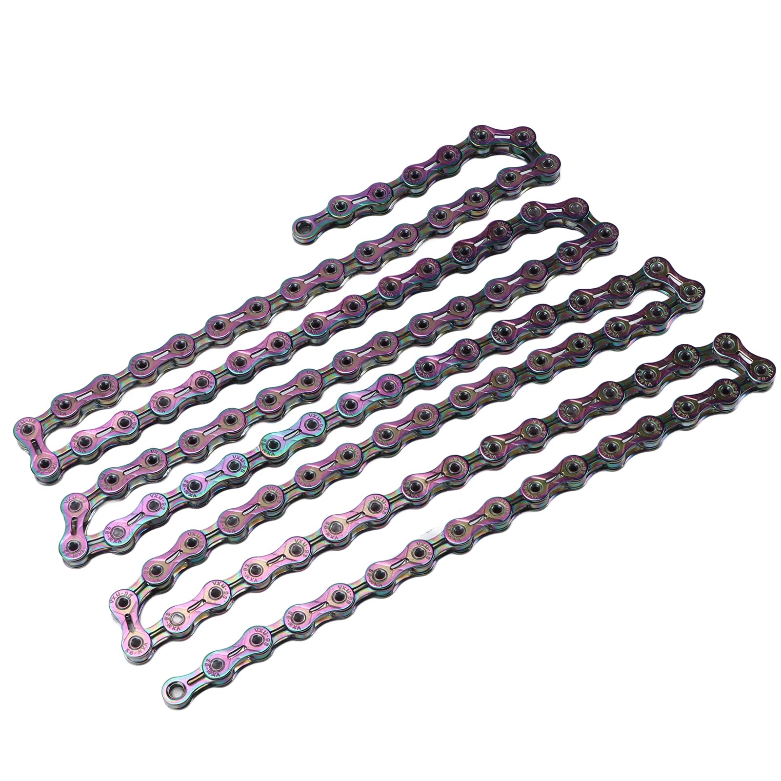 Catena di mountain bike a 9 velocità Trattamento elettroplativo completo catena di biciclette colorate per la mountain bike in acciaio al carbonio 300G