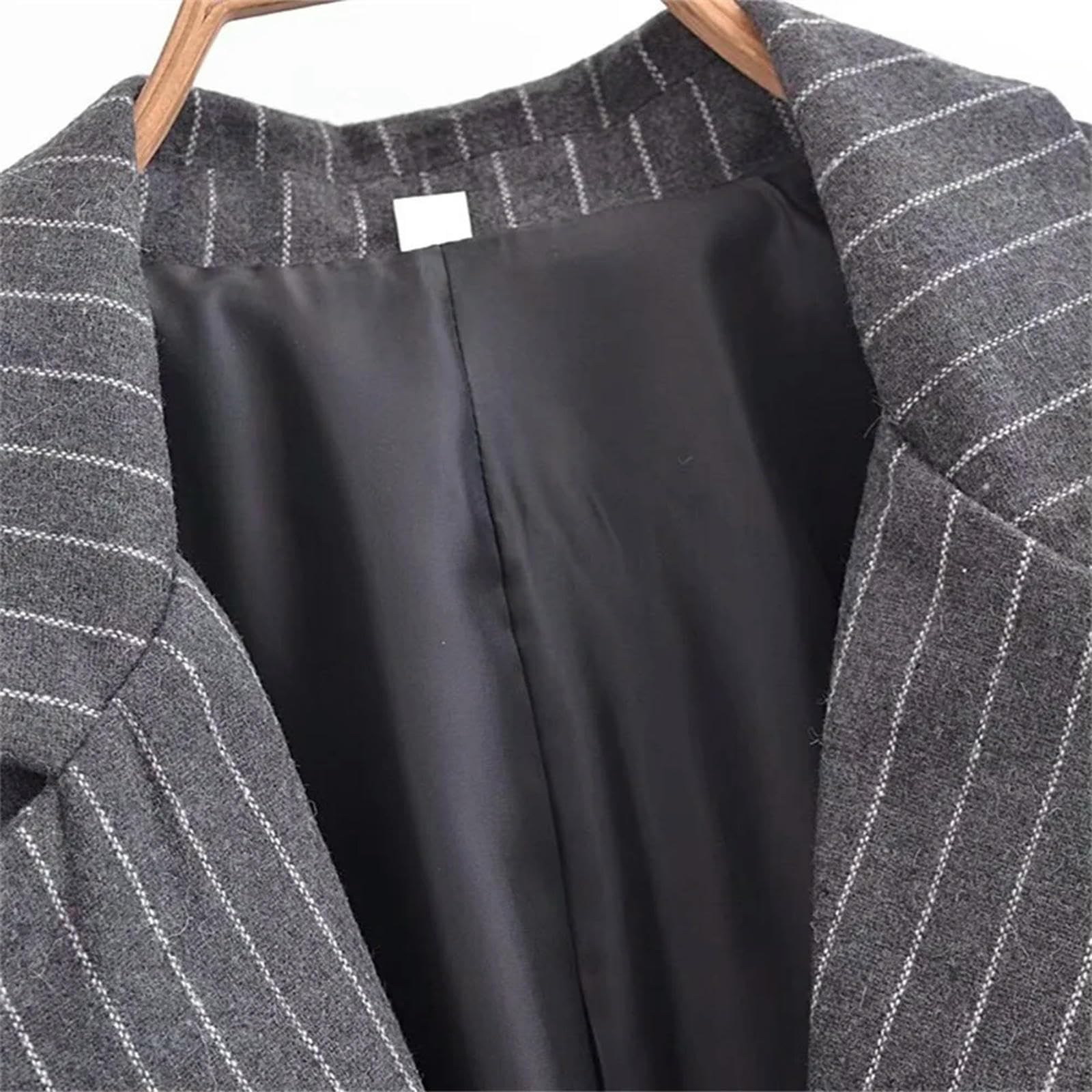 Primavera/Verano Nueva Falda Corta de Cintura Alta con Traje Mezclado de Rayas Finas para Mujer-Gris_a-L