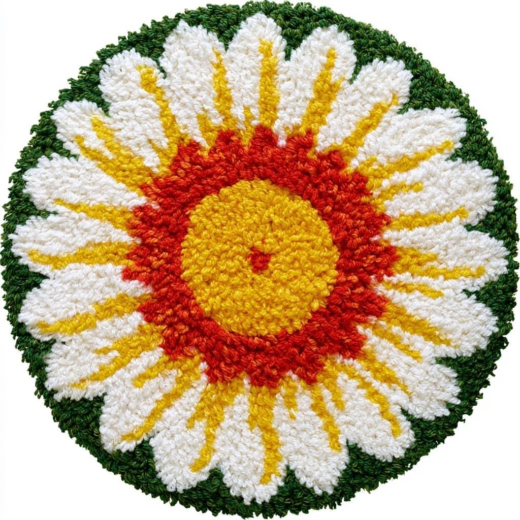 AMBATTERY Round Latch Hook Kits for Adults,Rug Making Kit,Daisy Flowers