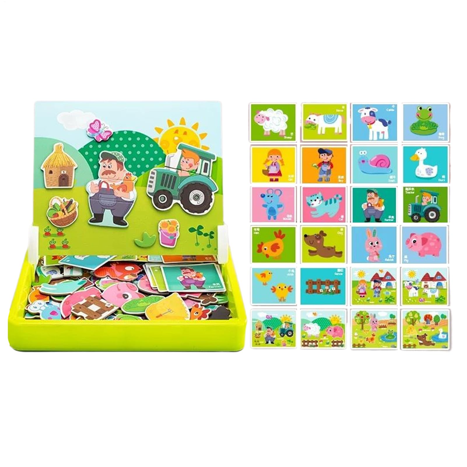 Magnetyczne Puzzle Edukacyjne Zabawki do Nauki | Przenośne Magnetyczne Układanki Stolikowe Zabawki Dla Chłopców i Dziewczynek, Przedszkole, Podróż Samochodem i Samolotem,