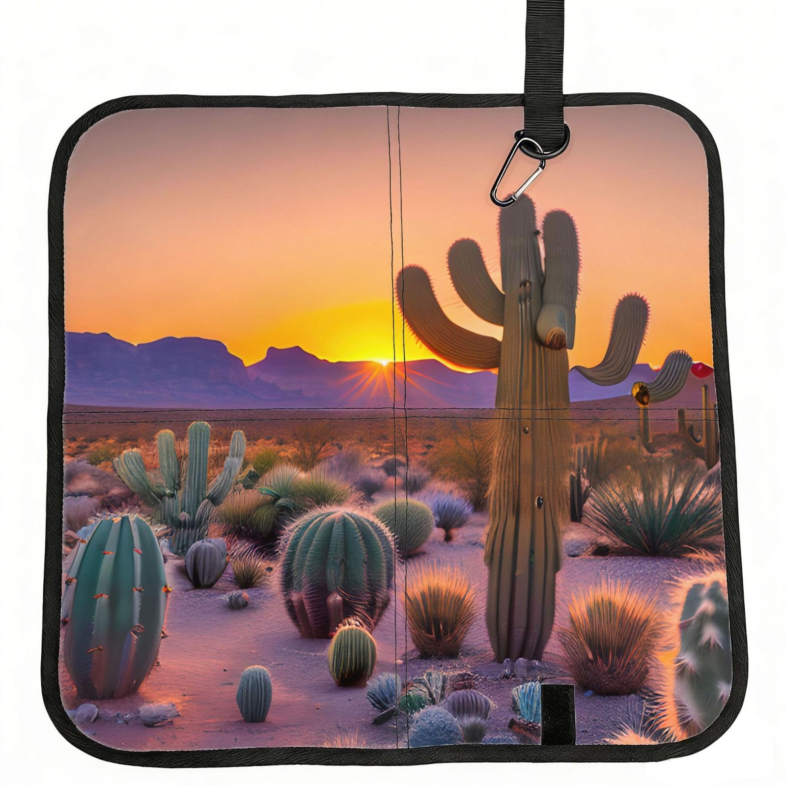 YGLHBDPBF Cactus Desert Sunsets Print Camping seat cushion,Foldable Sitting Pads,Save Backpack Space for Hiking