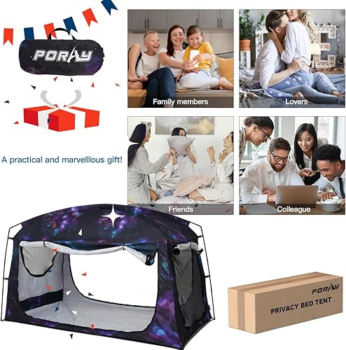 Miniatura 9 de Bed Tent,Portable Privacy Sleeping Bed Canopy,Blackout 90% Drapes for Kids and Adult,Indoor Space Tent with Breathable Large Mesh Windows