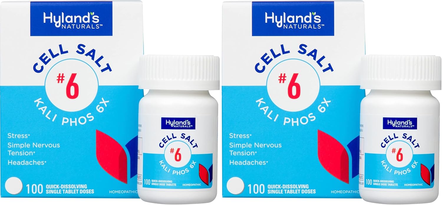 Hyland's No. 6 Cell Salt Kali Phos 6X Tablets,Relief of Headaches,and Simple Nervous Tension,Quick Dissolving Tablets,100 Count (Pack of 2)