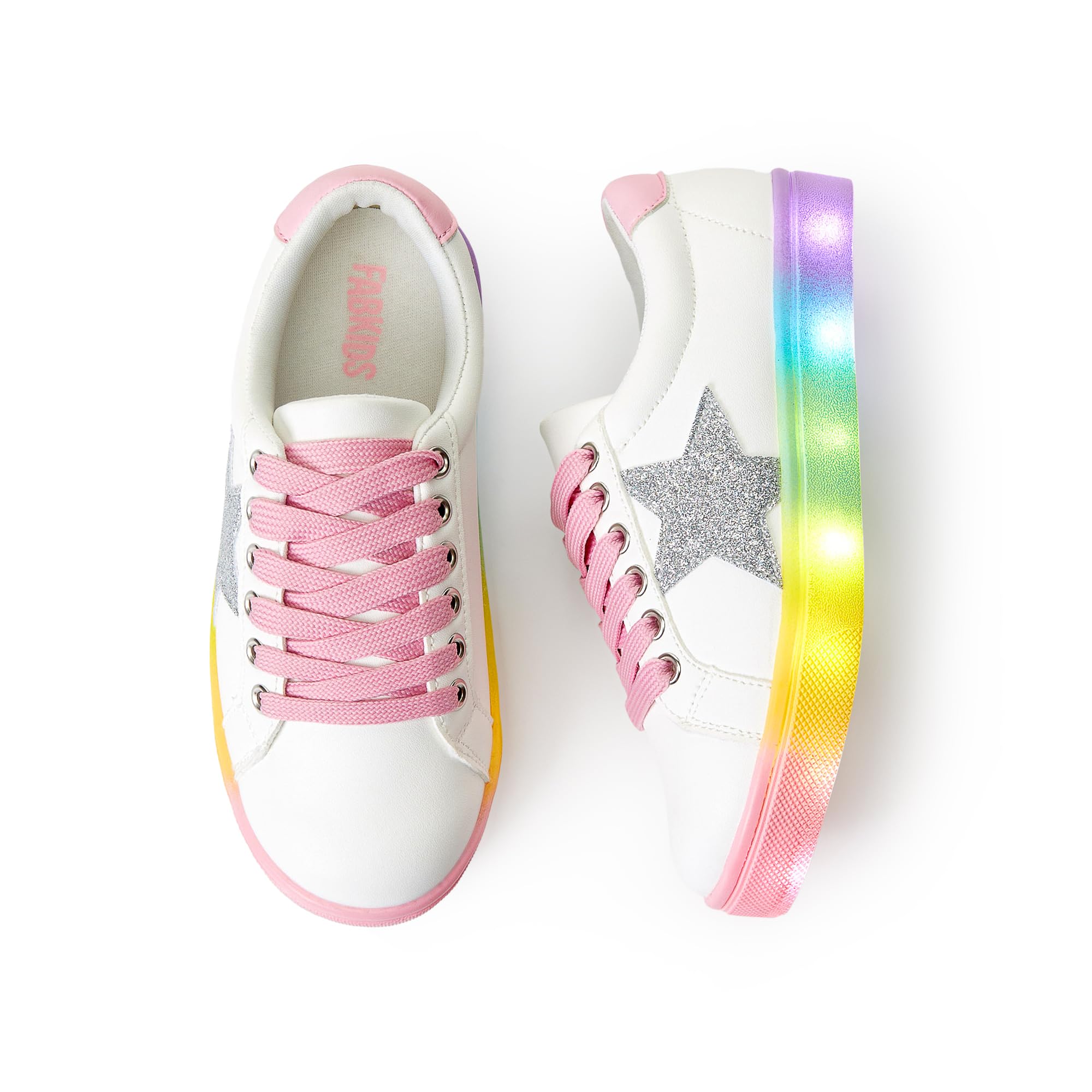 FabKids Kids Sneakers Boys Girls White Shoes Low Top Lace Up Footwear for Toddler Little Kid Big Kid