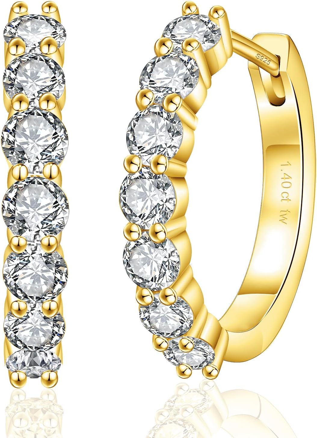 KRKC&CO Moissanite Hoop Earrings for Women, Sterling Silver Gift for Anniversary Birthday, D Color VVS1 Clarity 0.6-2.0Ctw Hypoallergenic Huggie Earrings Stud, White Gold Plated Jewelry for Her