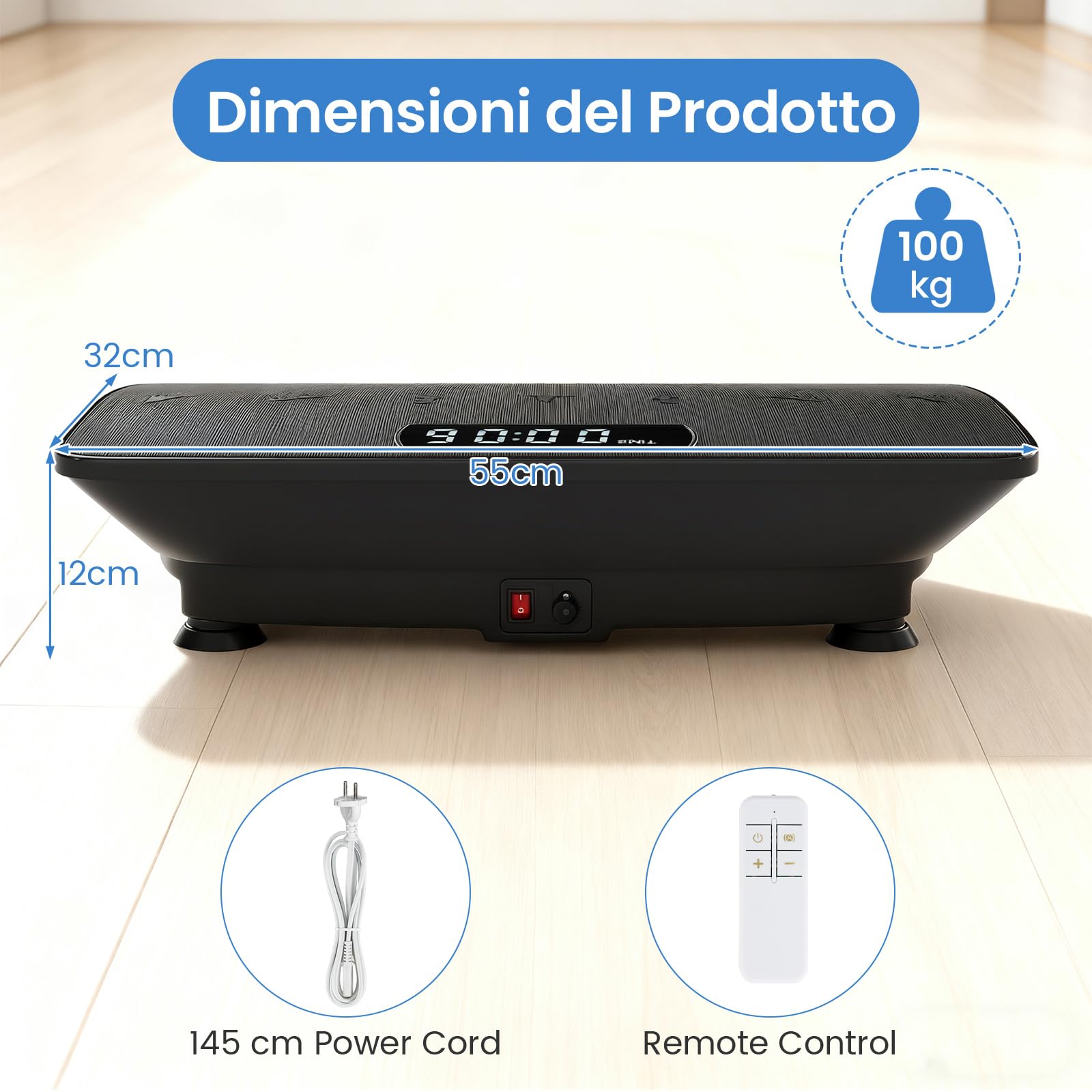 COSTWAY Pedana Vibrante per Casa, Piattaforma Fitness Oscillante con 10 Livelli di Velocità, Modalità Sensore di Gravità e Display LED, Pedana Oscillante per Gambe, Glutei e Addome