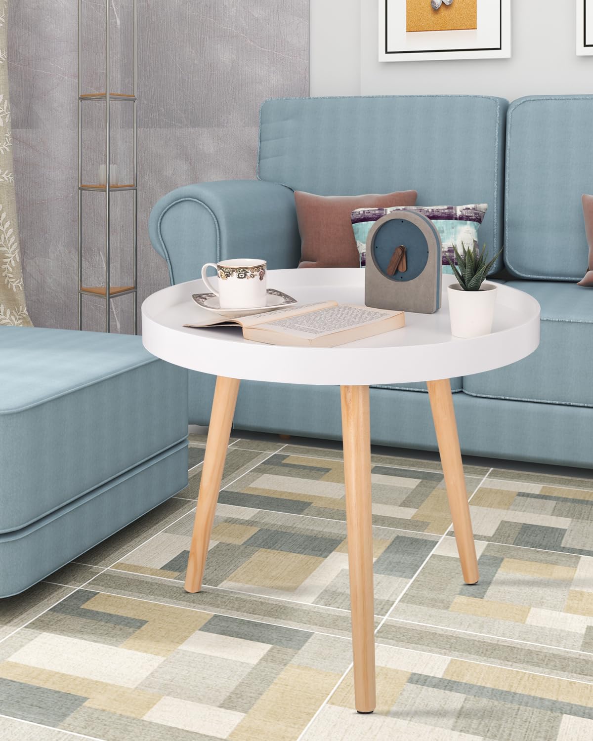 Tavolino Rotondo Hanobe 45 Cm - Design Moderno Argento, Per Salotto E Camera - Foto 7