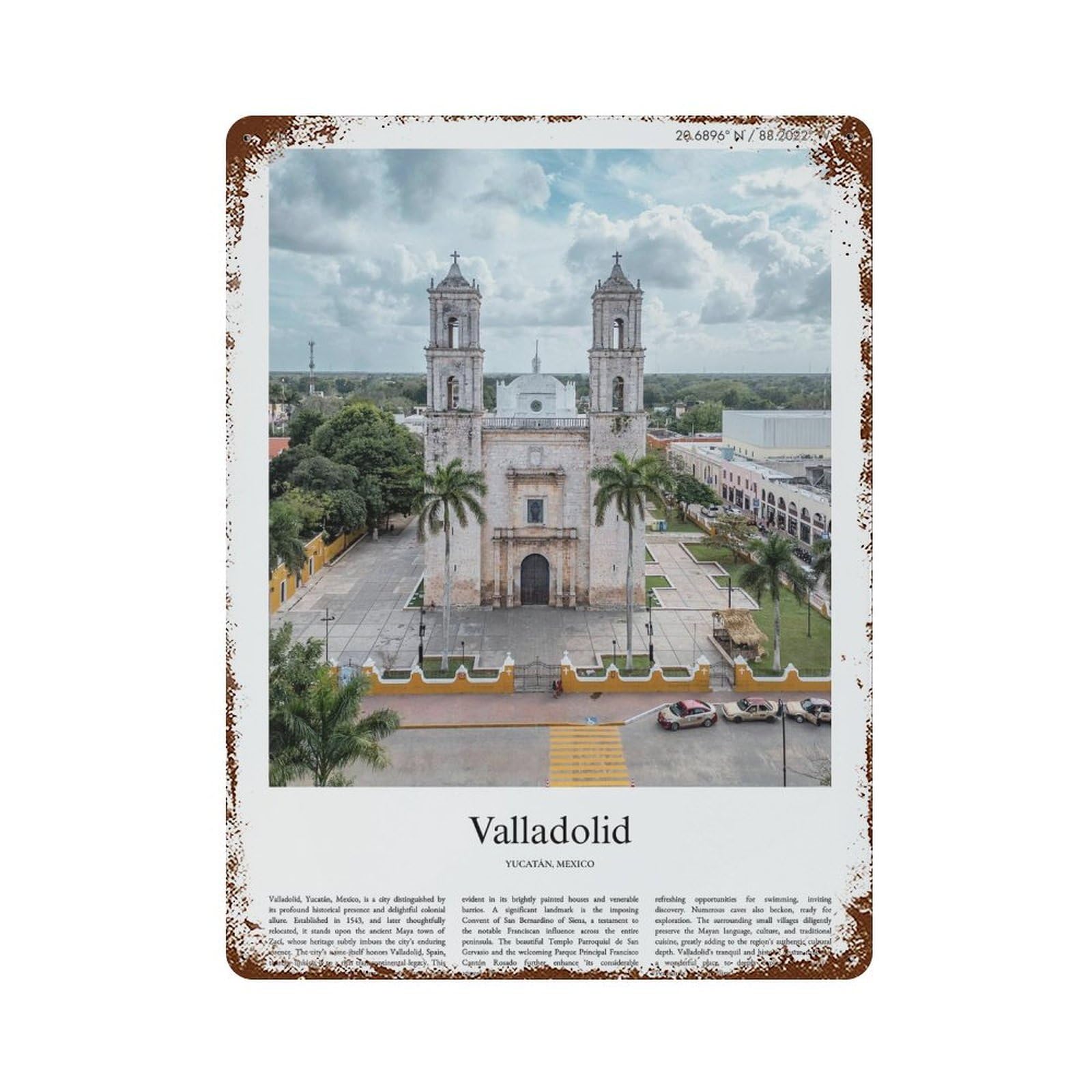 xiaoxiaoshen Valladolid Yucatán, Mexico City Scenery Wall Decor Art Metal Tin Poster Modern Home Decor Art Home Bar Shop Decorations Vintage Sign 40x30cm