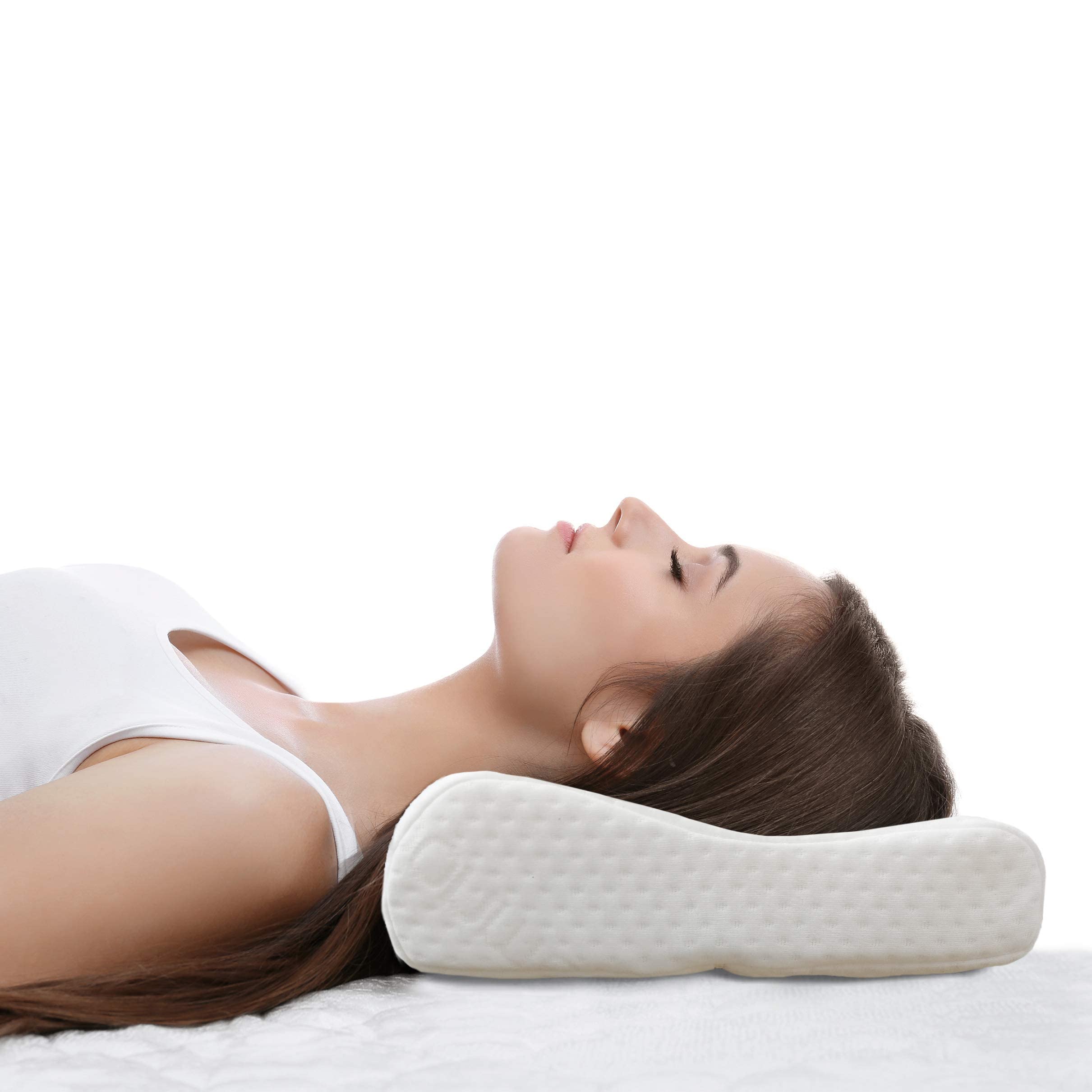 bonmedico Cuscino Cervicale in Memory Foam - Guanciale Letto Ortopedico Basso per Dormire, Anatomico e Ergonomico - Per Dolori Cervicali e al Collo