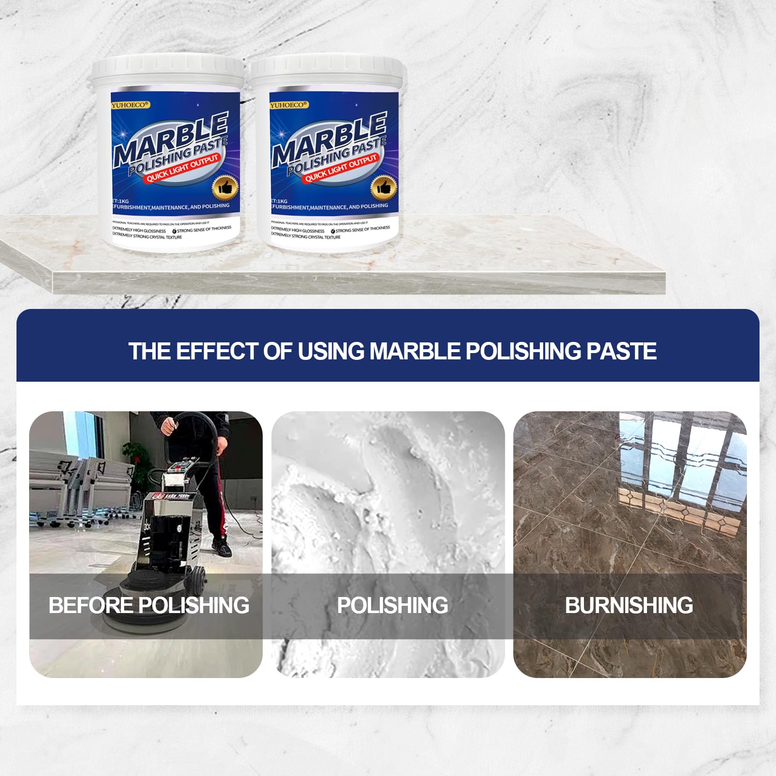 Pasta lucidante per marmo, composto lucidante - Detergente per piani di lavoro al quarzo, detergente per granito e sigillante e protezione per marmi - Cura della pietra multi-superficie