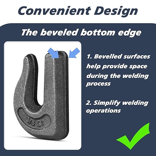 Miniatura 3 de HANDRERLEE Paquete de 8 ganchos de agarre de cadena de soldadura, G70 de 38 pulgadas, ganchos de agarre soldables resistentes para tractores,