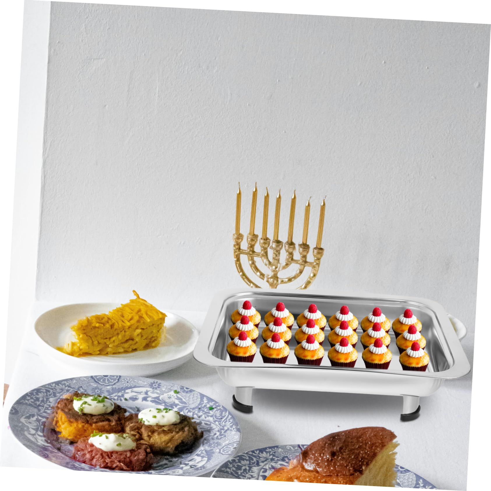 HEMOTON Scaldavivande Per Buffet Set Scaldavivande In Acciaio Inox Scaldavivande Per Buffet Scaldavivande Rettangolare Con Coperchio Per Forniture Per Catering Per Banchetti Di Ristoranti