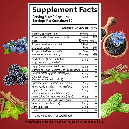 Miniatura 2 de Suplemento complejo de azúcar en la sangre ayuda a mantener niveles saludables de azúcar en la sangre, mezcla de hierbas con melón amargo, hoja de