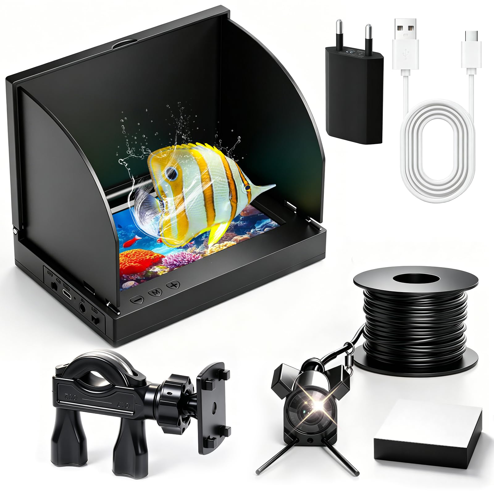Unterwasserkamera Angeln,1080P HD Fischfinder mit 4.3-Zoll-LCD 15m Wasserdichtem IP68 Kabel 12 IR-Nachtsichtlichtern Fish Finder Kamera Meeresangeln Eisfischen Flussangeln Angeln am See