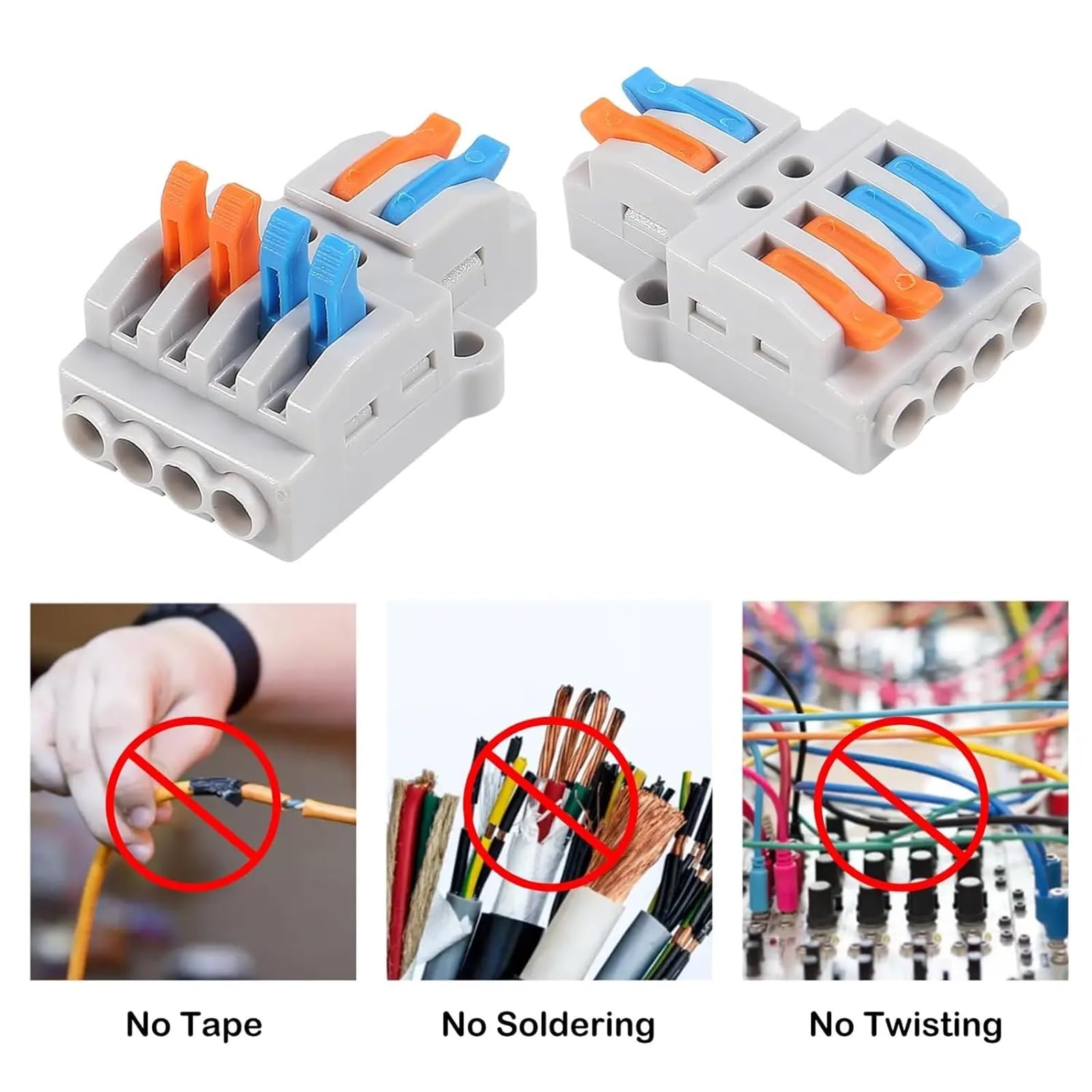 Lot de 10 connecteurs de fils rapides 2 en 4 sorties, écrous à levier électrique, connecteurs de fils à enfoncer