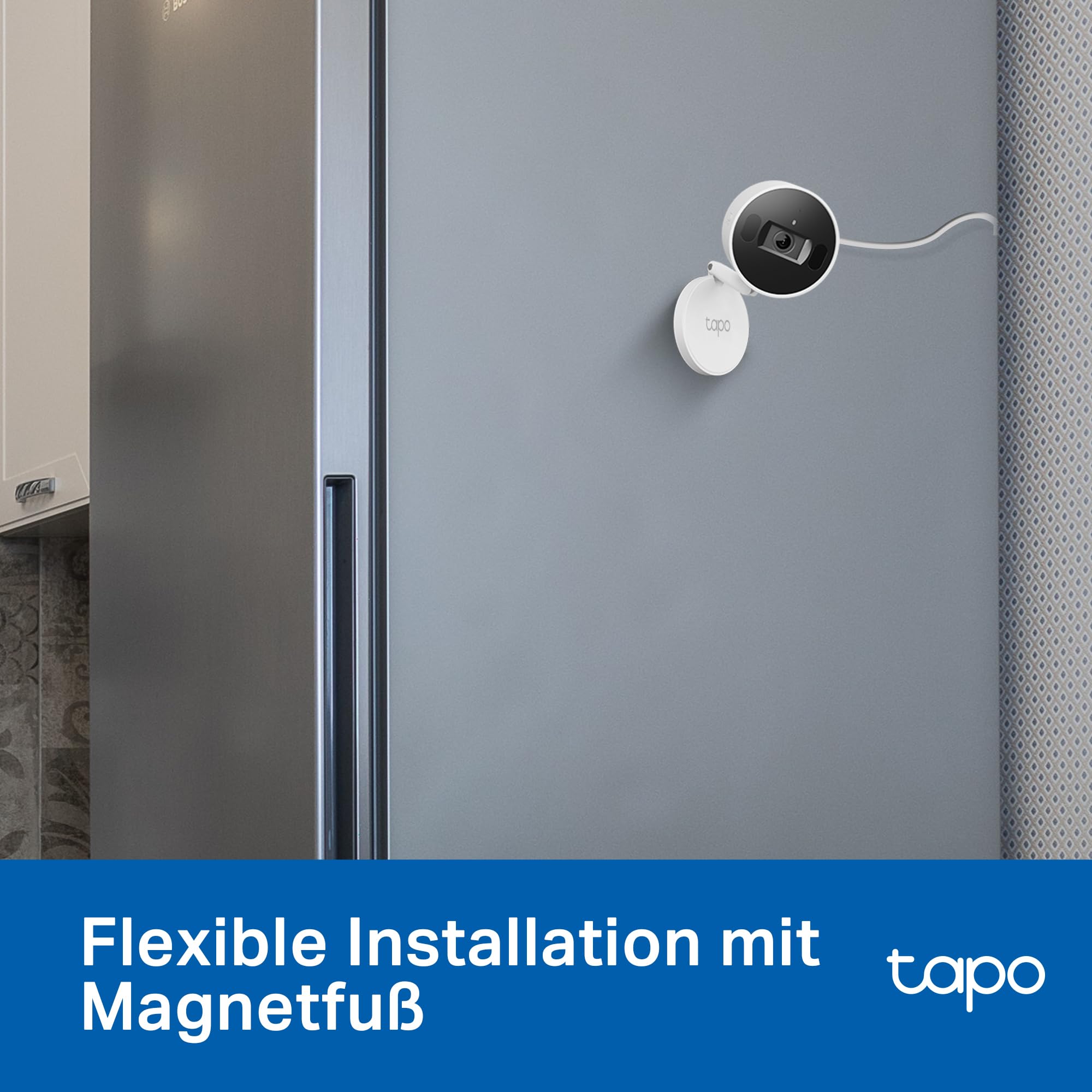 Tapo C125 überwachungskamera innen mit Magnetische Basis | 2K QHD, Physikalischer Privatsphärenmodus, bis zu 512GB lokaler Speicher auf SD Karte, kompatibel mit HomeKit Alexa Google