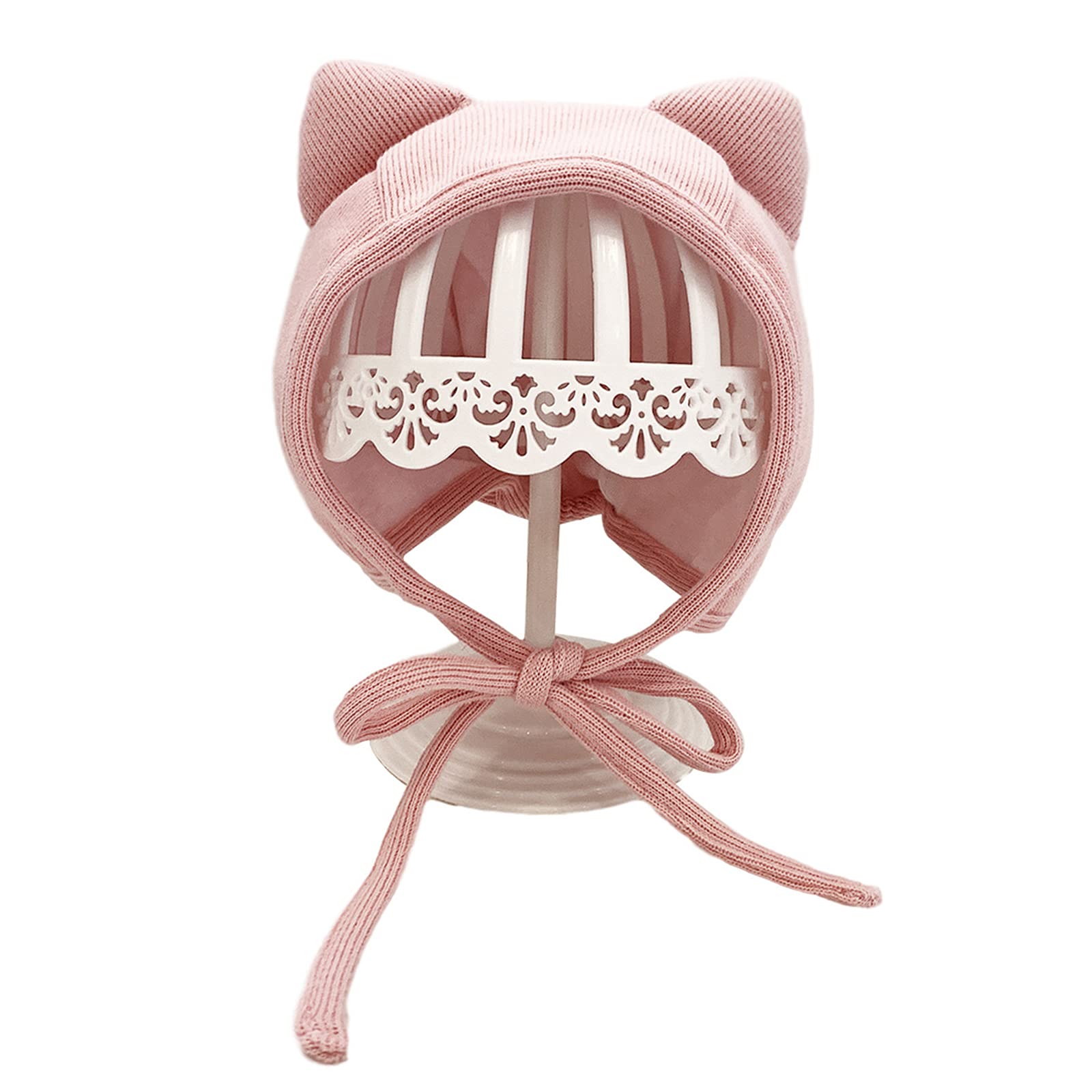 BEELADANInfant Baby Bonnet Hat, Soft Cotton Lovely Cat Ears Beanie Cap with Chin Strap for Boys and Girls