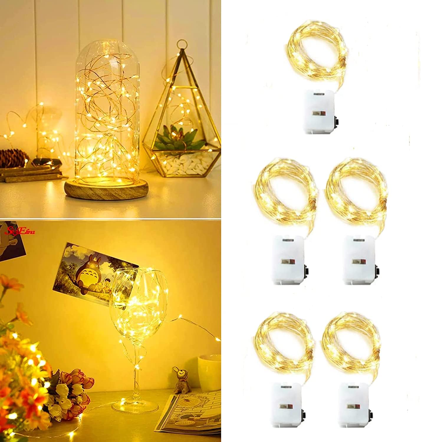 LED Fairy Lights Battery Pack of 5 2 m 20 LEDs Mini Fairy Lights with