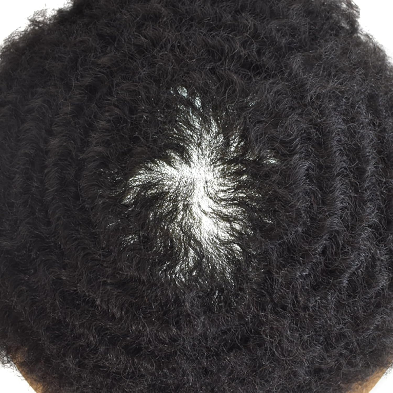 Hair Unit for Black Men Afro Toupee Curly Hair Replacement System Hair Piece African American Man Hairpiece (1# Jet Black, 10MM Afro Wave)