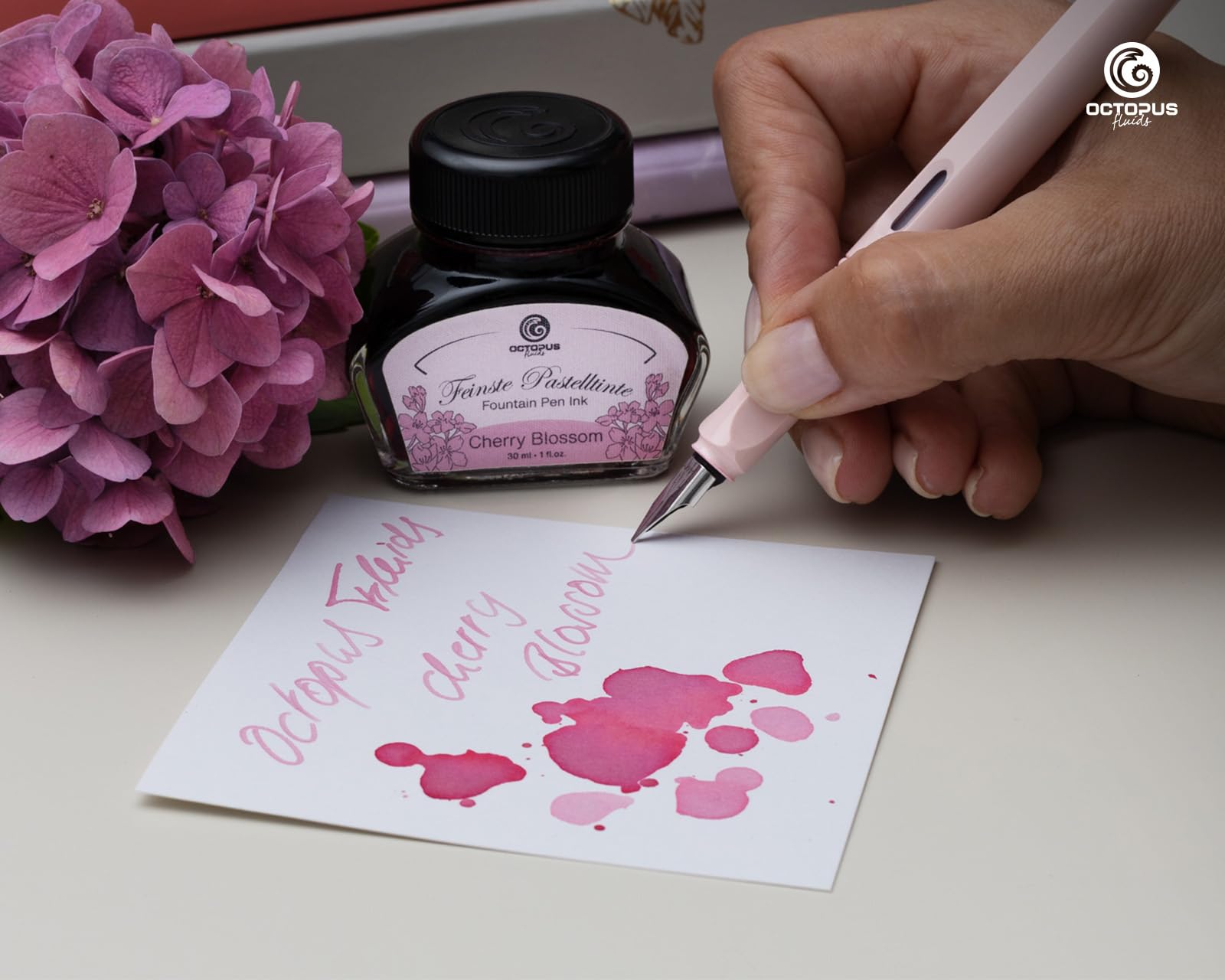 Tinta Rosa Pastel Cherry Blossom Para Pluma Estilográfica - 30ml, Perfecta Para Caligrafía, Escritura Y Dibujo