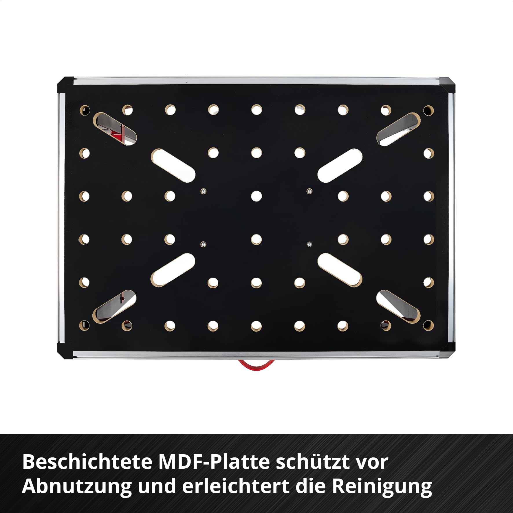 kwb Werktisch faltbar (847 x 600 x 900 mm, höhenverstellbar 735–887 mm, 150 kg Tragkraft, MDF-Arbeitsplatte, Aluminiumrahmen, Faltbare Beine, Tragegriff, 2 seitliche Haken)