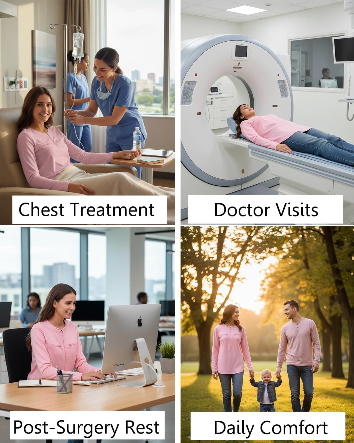 Chemo Shirts for Women with Port Access and Side Snaps Long Sleeve for Post Surgery Recovery Dialysis Comfort Shirt - Image 3