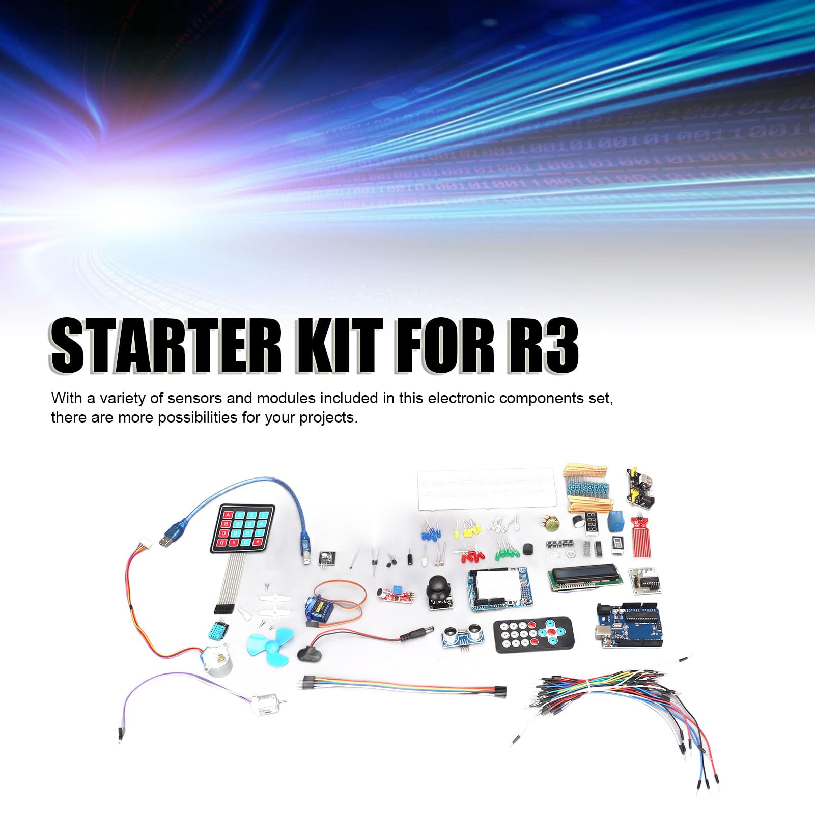 Socobeta Kit de Inicio para R3 Juego Completo de Aprendizaje de Componentes Electrónicos de Bricolaje con CD Tutorial para Principiantes y Profesionales Plástico ABS Duradero