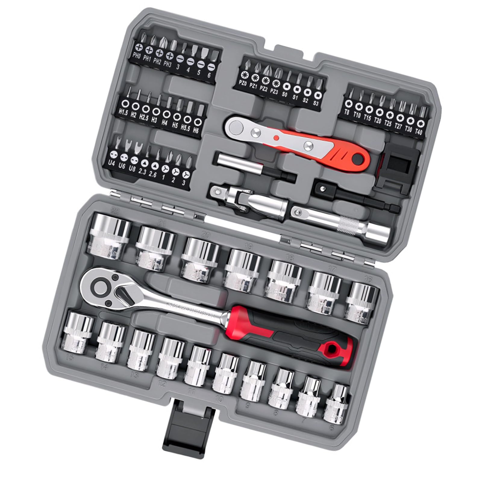 Tsophreniq 64Pcs Car Set Socket Car Ratcheting Wrench Combo Auto Repairing Disassembly Automotive