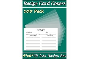 4x6 Photo Sleeves: 105 Pack Recipe Card Protectors with Labels