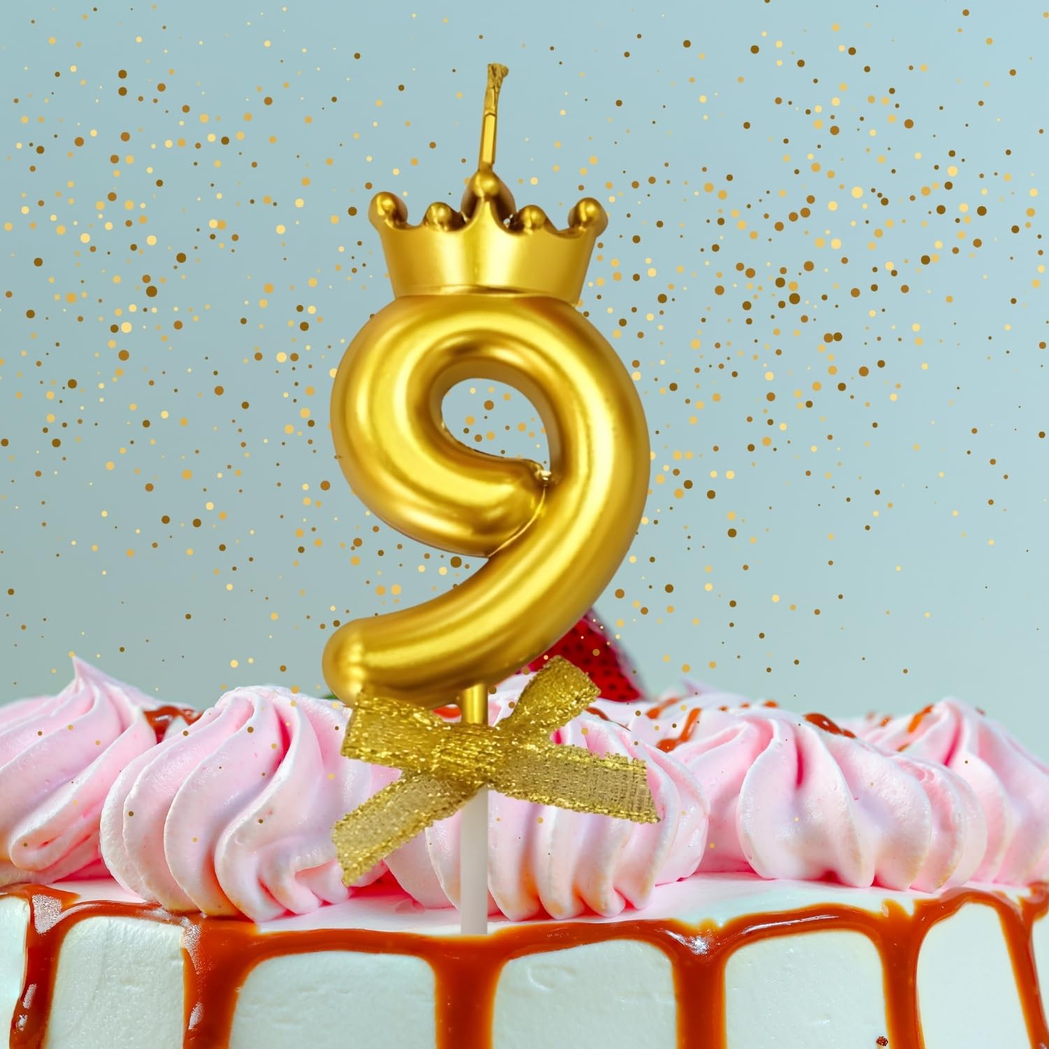 KITTER 1 Pc 9 Number Candle for Birthday Cake Crown Candle with Number 9th Birthday Cake Decoration Cake Topper Number Candles for Anniversary No. Nine with Crown on Top (Golden Colour, Pack of 1)-image-47