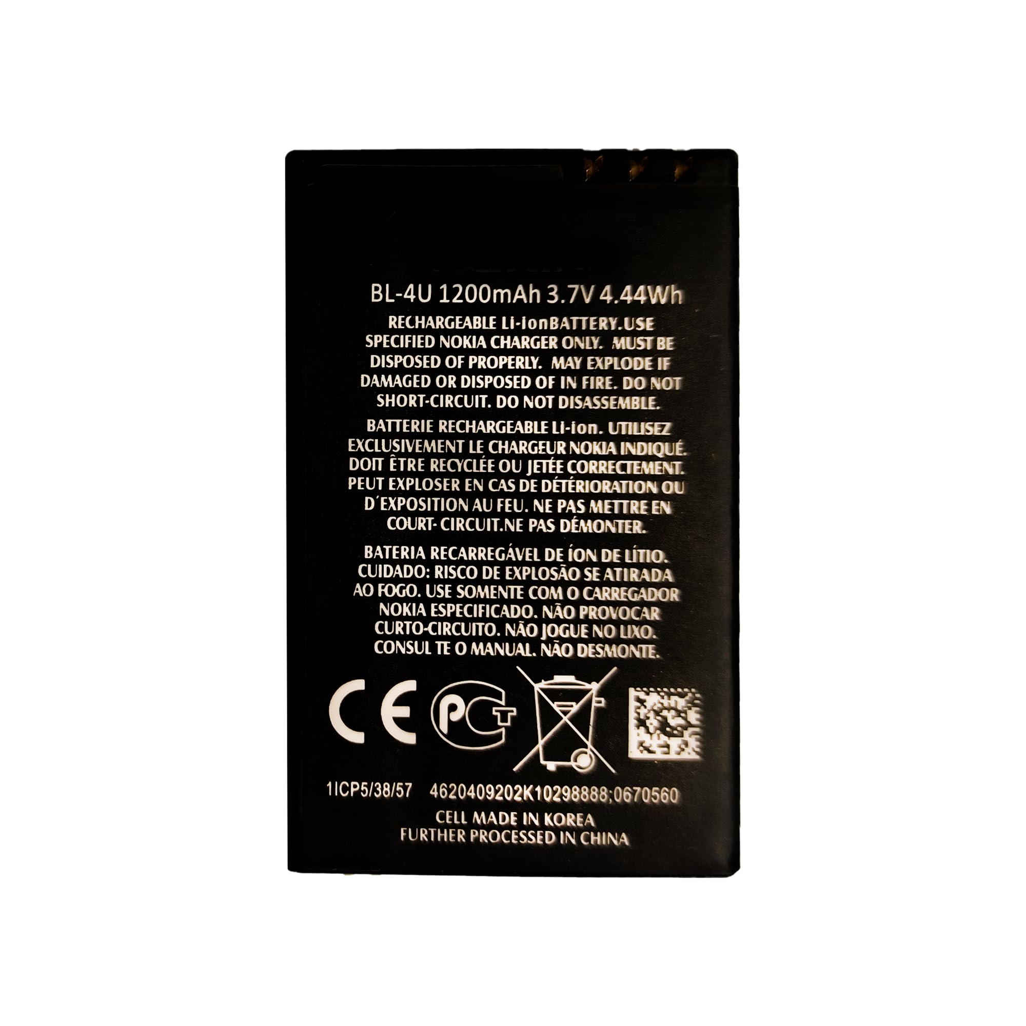 Batteria di ricambio BL-4U compatibile con Nokia 301, 3120C, 500, 515, 5250, 5330, 5530, 6600, 8800, C5, E75 con set di attrezzi