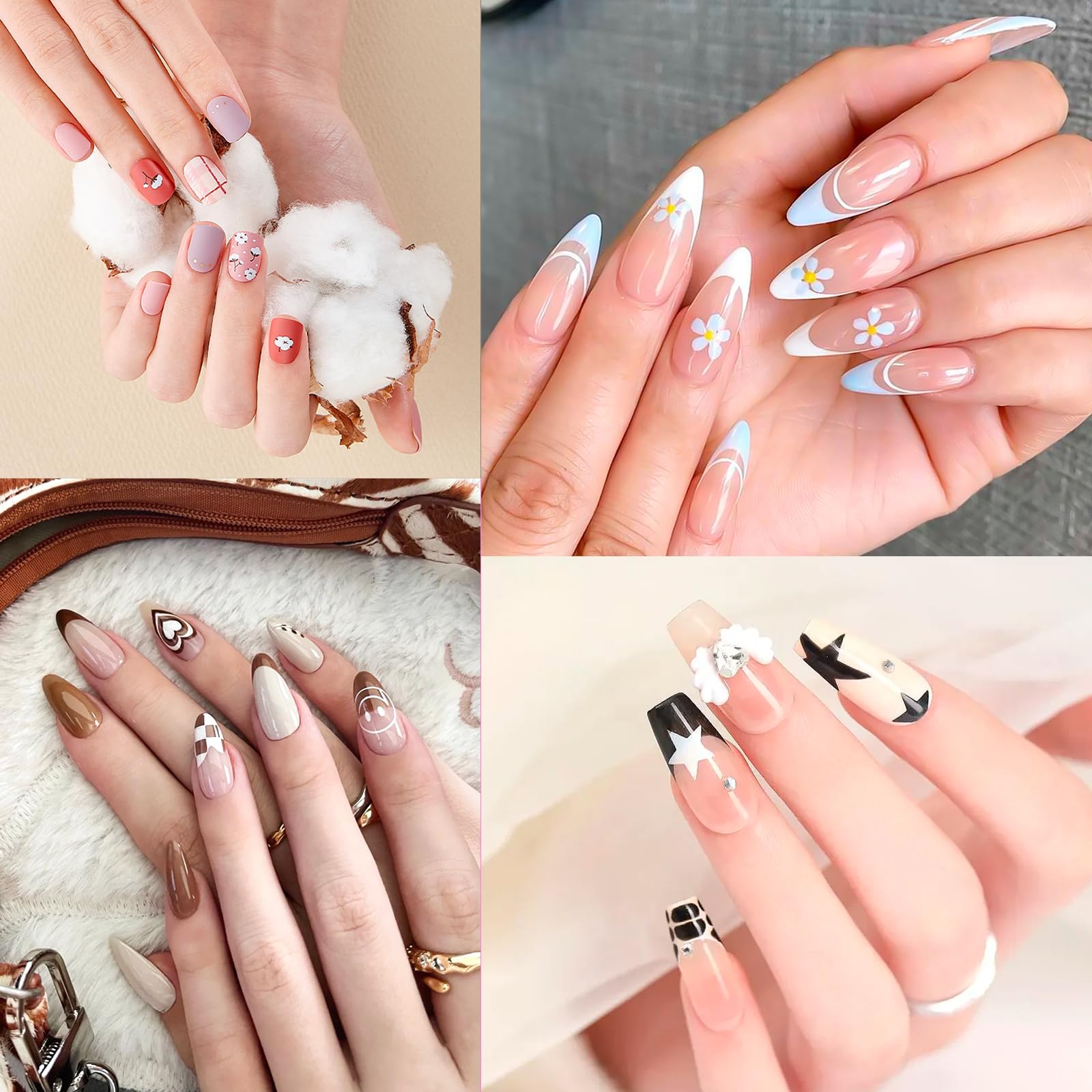 6 Pezzi Pennelli per Unghie, Penelli Unghie Professionali Set, con Manico con Strass e Setole in Nylon per principianti professionisti