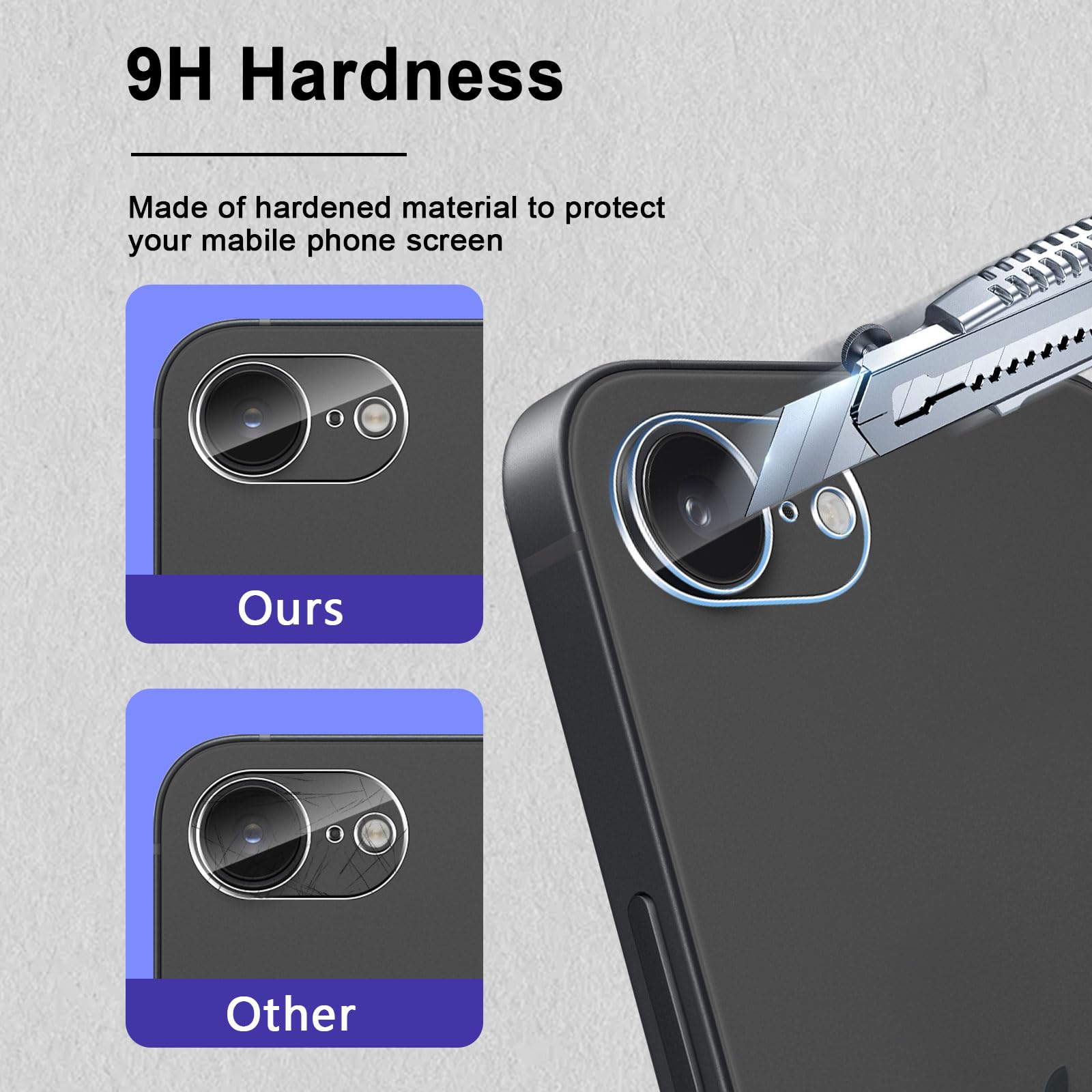 HidWee Screen Lens Protector Compatibel met iPhone 16e 2025 Camerafolie, 2 Stuks Gehard Glas Camerabeschermfolie, 9H Hardheid Antikras HD Camera Lens Beschermers