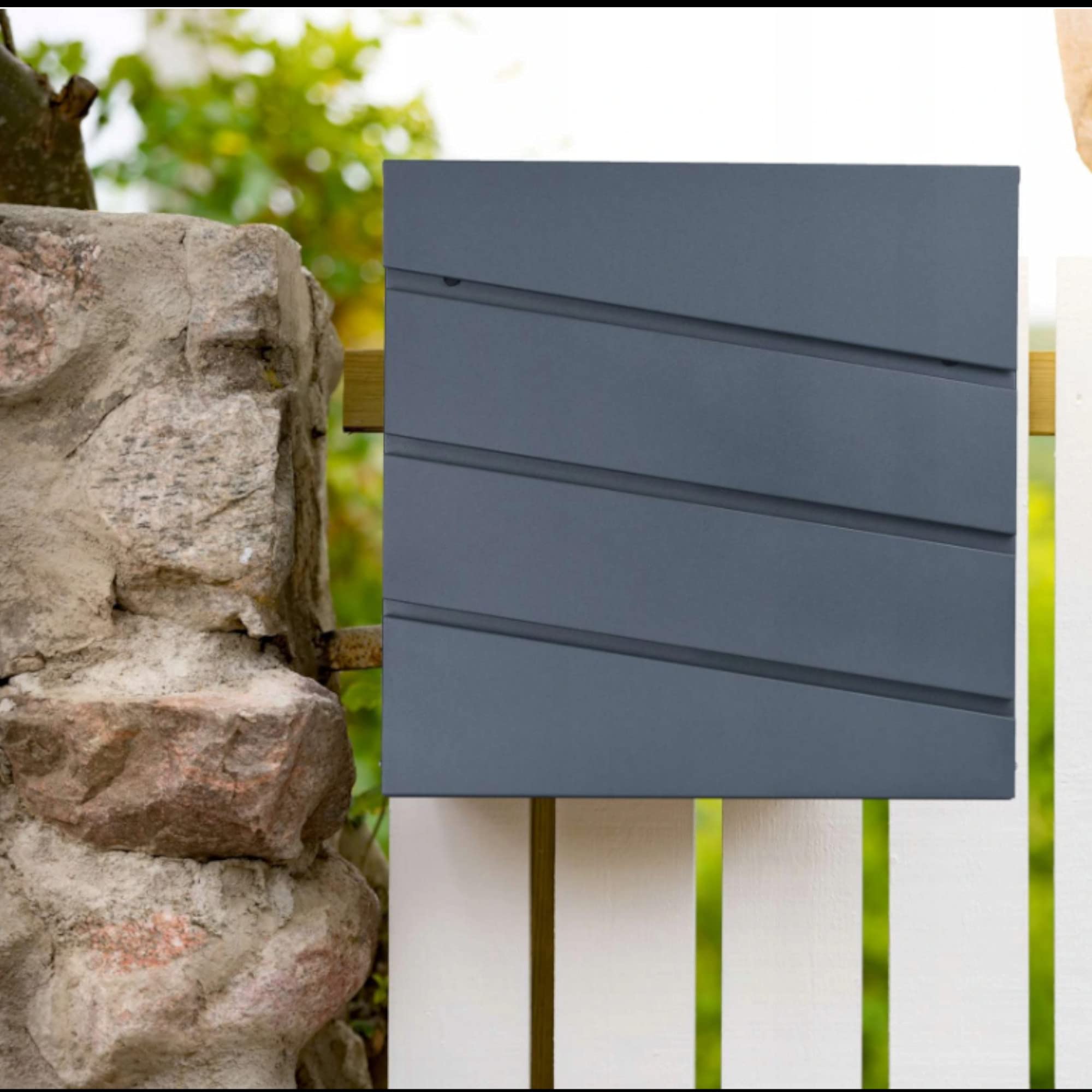 Virone Borneo Buzón Exterior de Acero Galvanizado con Soporte para Periódicos (Antracita)