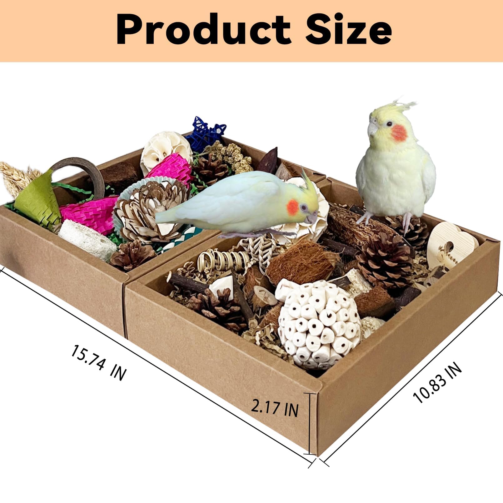 Vogelspielzeug, Vogelfutterbox, Papageienspielzeug, Vogelspielzeug für Sittiche mit Papierschublade, natürliche und bunte Vielfalt für Futtersuche und Kauspielzeug für Papageien, Sittiche,