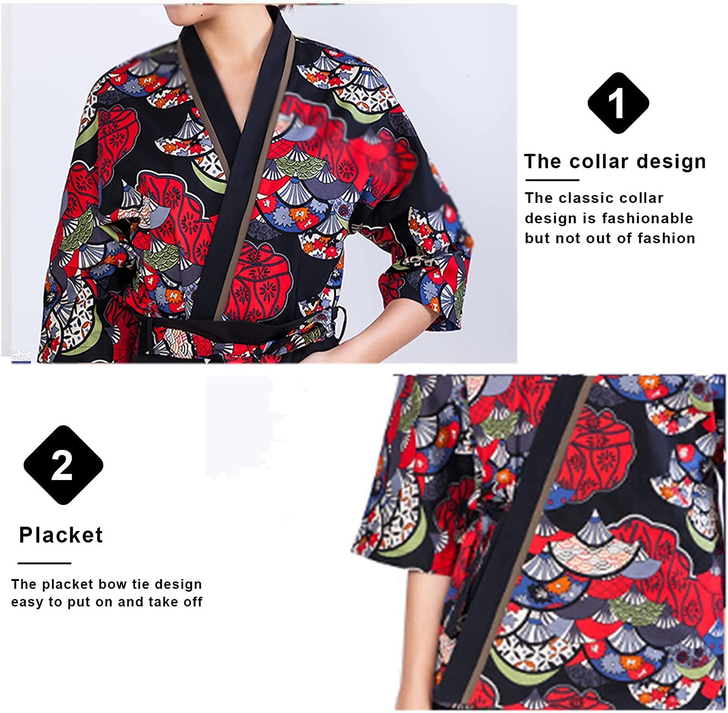Uniformi alla Moda Giacca da Chef Professionale, Cardigan Kimono in Cotone Resistente all'Usura, Giacca Sushi Giapponese for Cucina, Cucina, bistrot (Size : XXL)