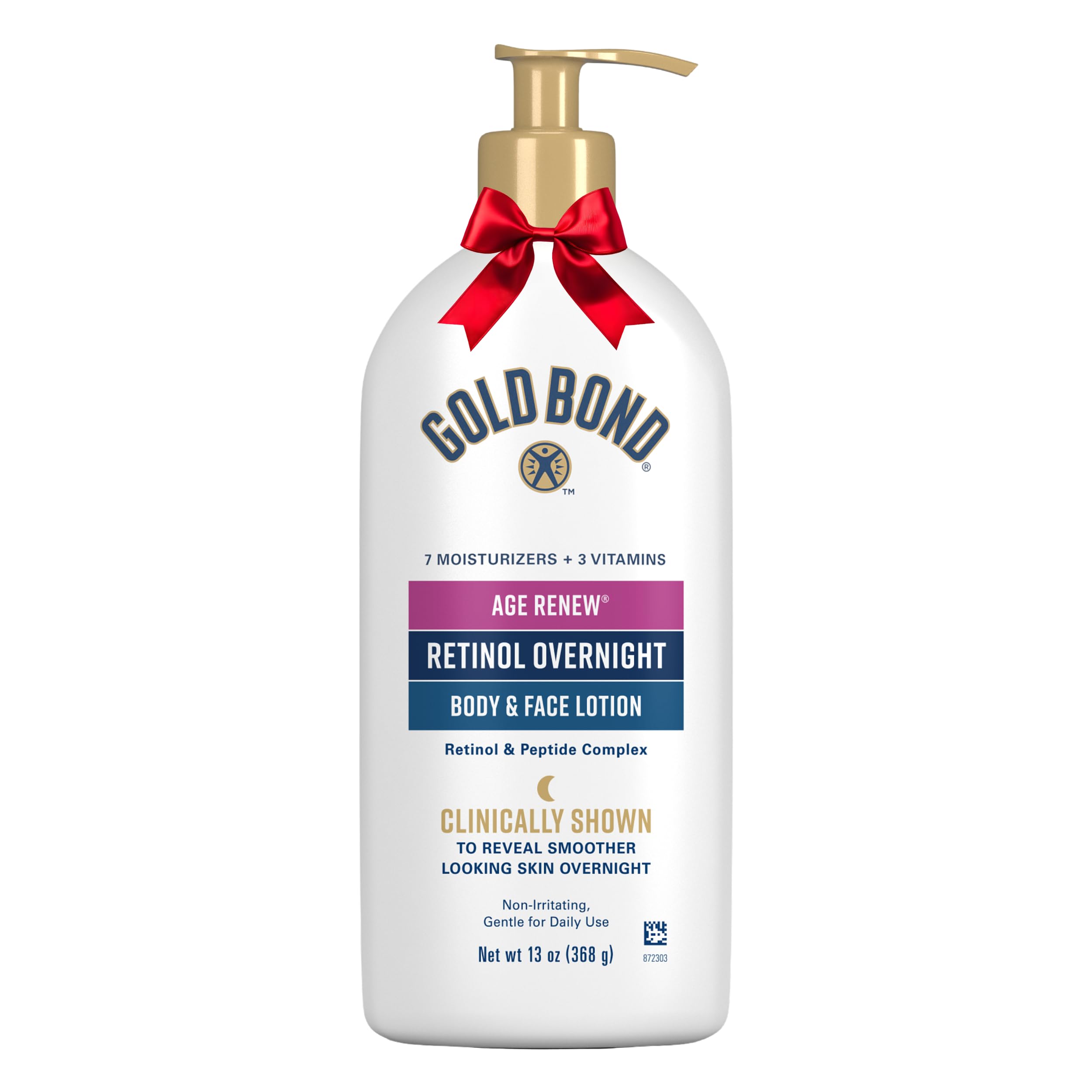 Gold Bond Age Renew Retinol Overnight Body & Face Lotion, With Retinol & Peptide Complex, 13 oz.