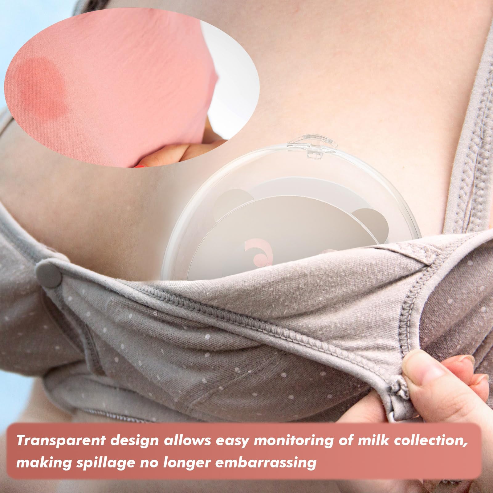 Colector de leche portátil | Colectores de leche de silicona para lactancia, manos libres, discretos, a prueba de fugas, para madres lactantes, diseño de silicona reutilizable, cómodo y sin BPA, 2.8