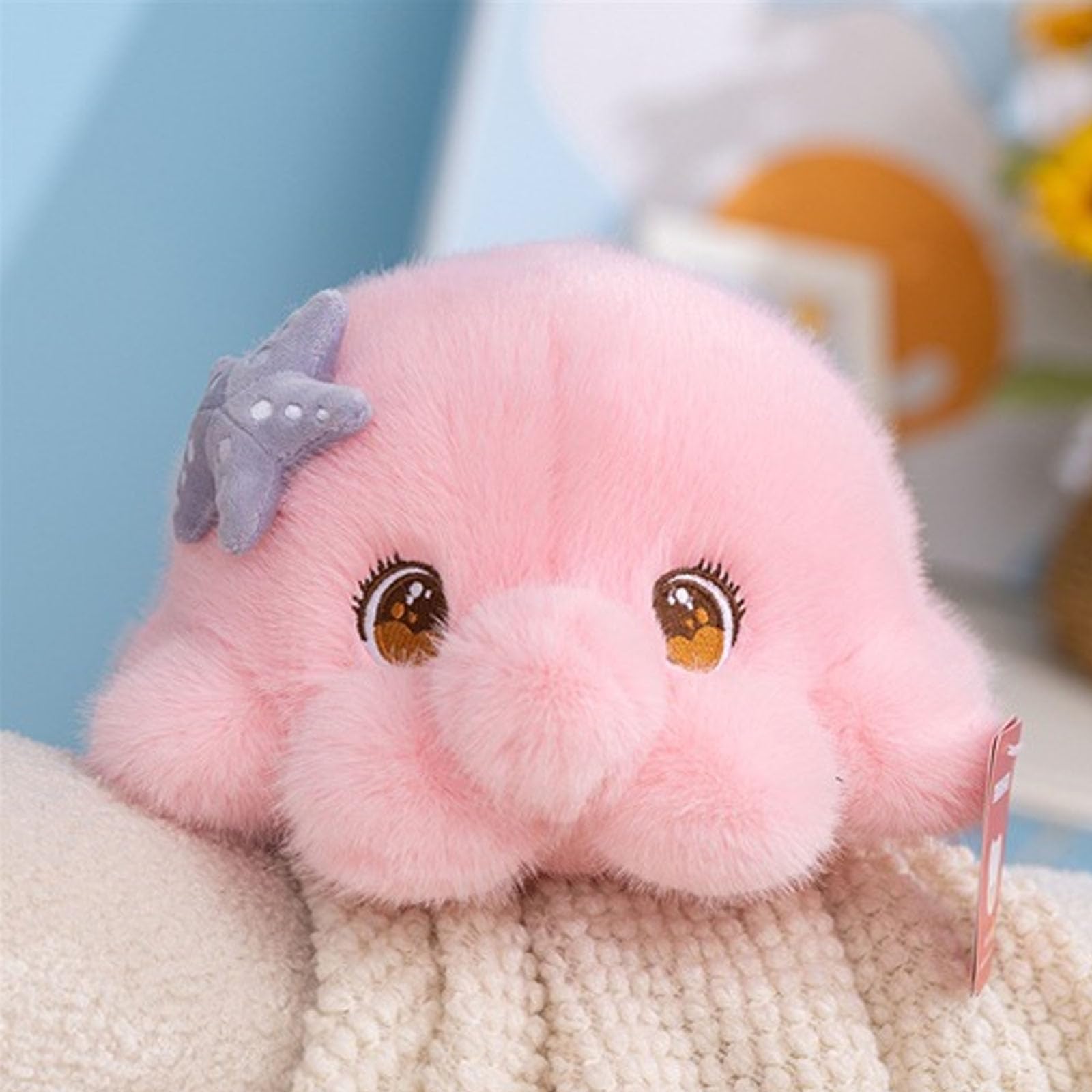 ZBELLO Kawaii Pink Octopus Plush with Starfish, Soft Cuddly Sea Life Toy for Girls Boys, Perfect Pocket Hug Plushie (32cm)