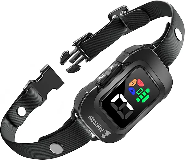 PawTroop Ultrasonic No Shock Automatic Bark Collar for Medium Large Dogs – Humane Anti Bark Training Collar with 7 Sensitivity Levels, Beep Vibration Ultrasonic, Rechargeable & Waterproof TPU Strap
