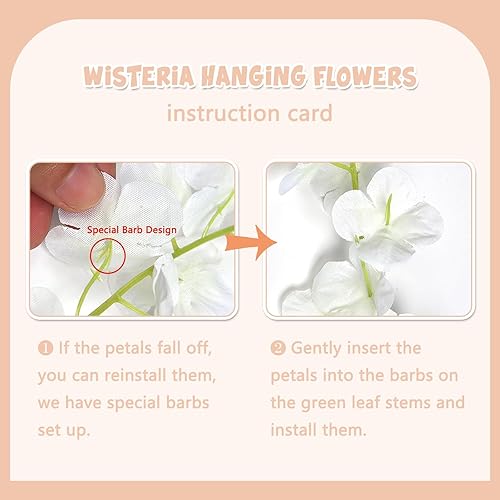 Miniatura 7 de Paquete de 12 flores colgantes de glicina, enredaderas de flores artificiales de 3.77 pies, flores colgantes de ratán falso, flores de guirnalda de