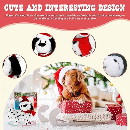 Miniatura 3 de Juguete para perros Twerking  Decoraciones navideñas cantando y bailando, cachorro de peluche con traje de Papá Noel, suave y lindo animal de