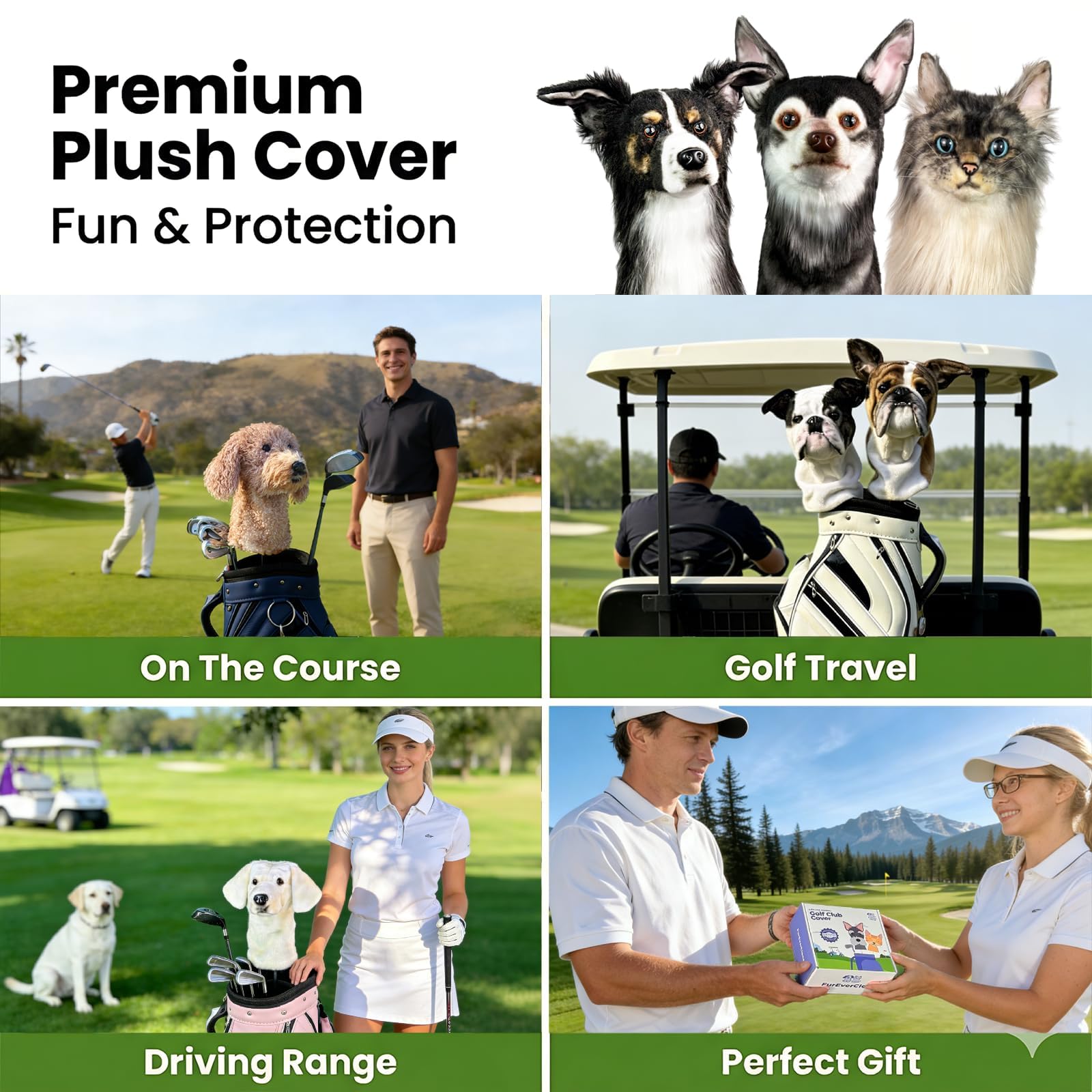 Golfschlägerhauben – Premium-Plüsch-Schlägerhauben und Holz-Schlägerhauben mit realistischem Design