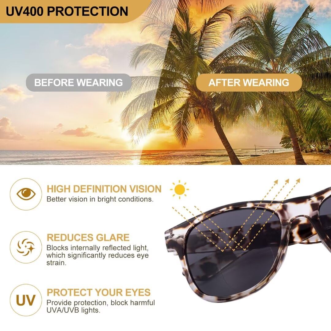 SKYWAY Bifocal Reading Sunglasses for Women Men Fashion Classic Sun Readers With Spring Hinge UV400 Protection Light Tortoiseshell +1.5 - Image 4