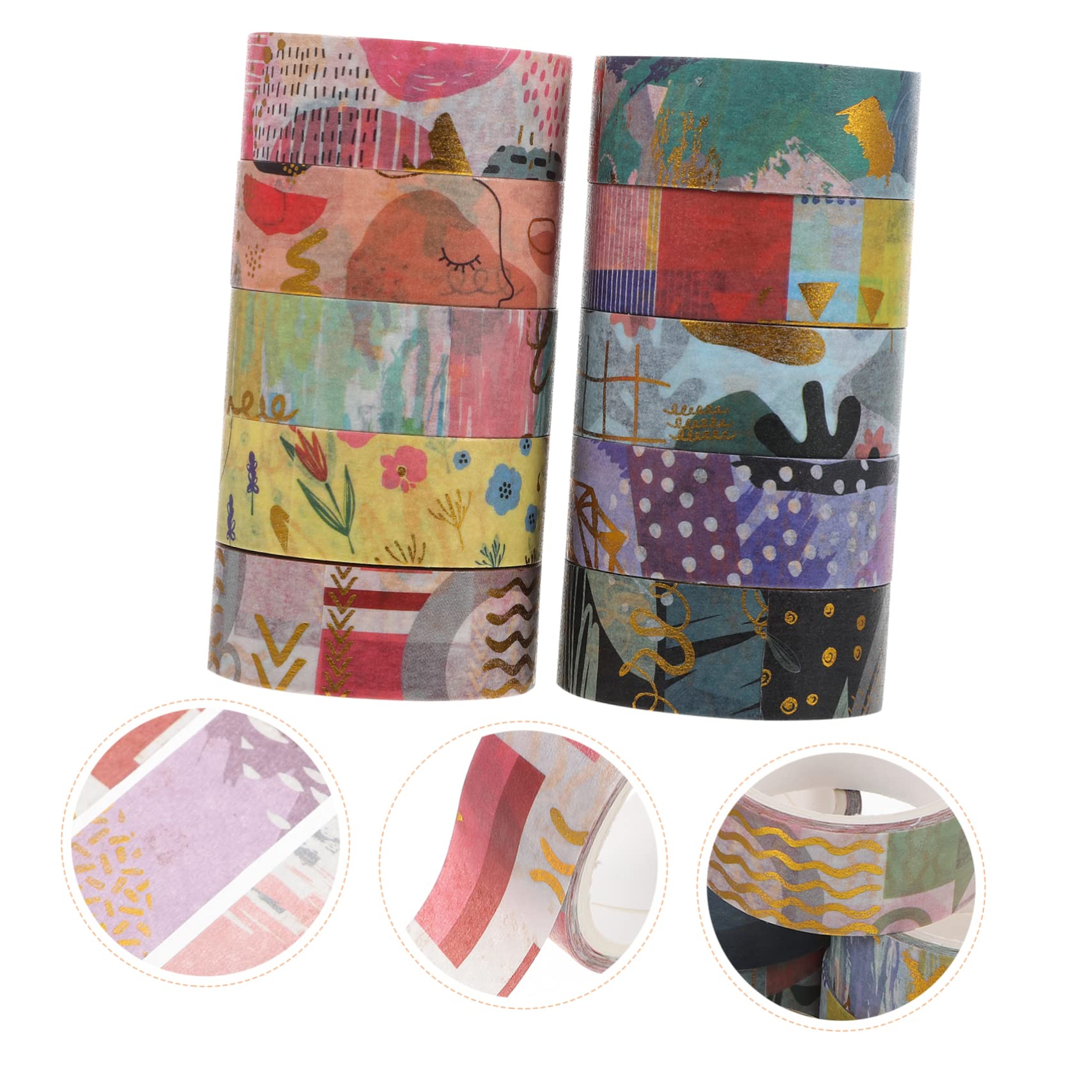 HOMSFOU 5 Sätze Geometrisches Design Washi Tape Set Dekorative Klebebänder Für Diy Handbücher Scrapbooking Und Bastelprojekte Rolle 10 Rollen * 5