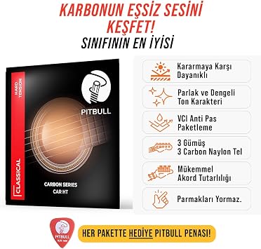 Pitbull Strings Carbon Seri Klasik Gitar Teli (Hard Tansiyon)