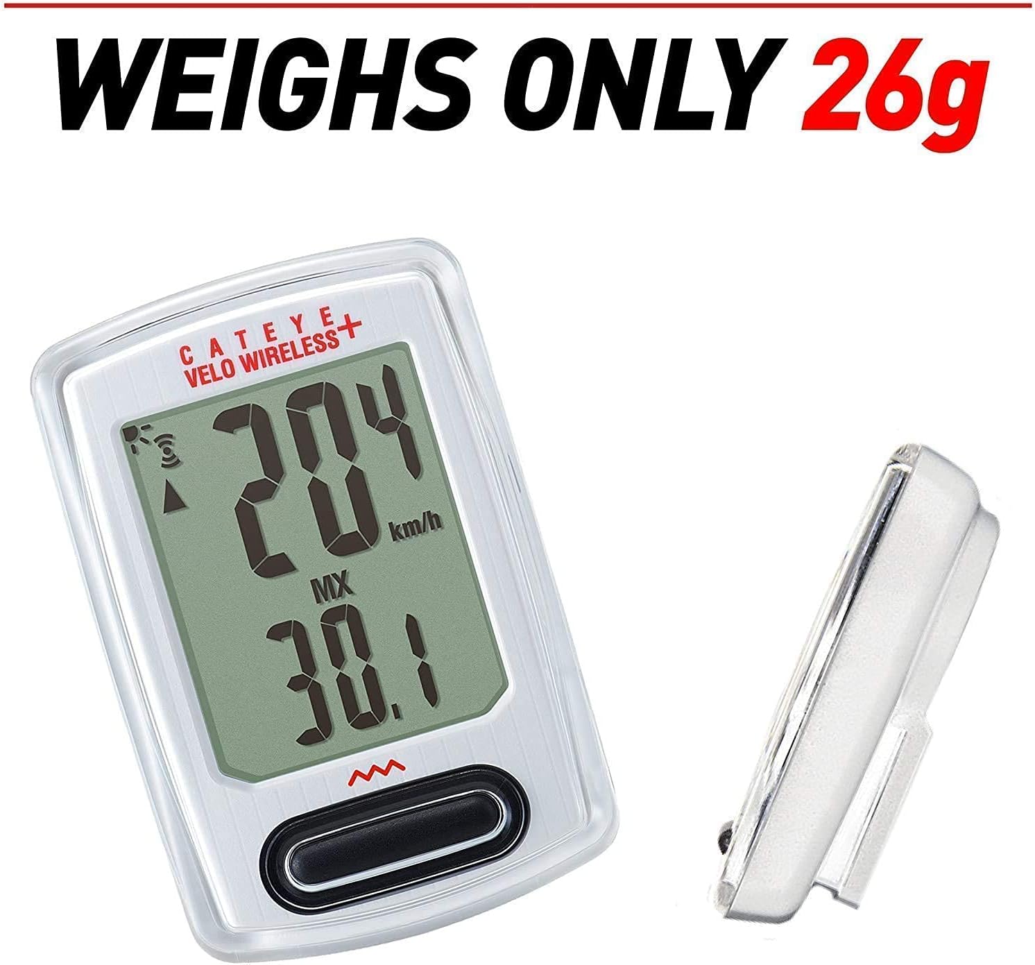 CATEYE Velo Wireless+ Bike Computer – Analog Wireless Cyclocomputer, Speedometer & Odometer, Calorie Tracking, FlexTight™ Mount, Auto Start/Stop, Programmable Odometer, Backlight Display