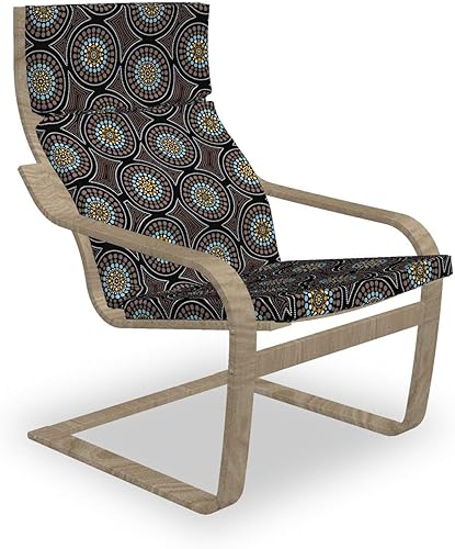 Lunarable Cojín y funda para sillón de Australia, impresión repetitiva aborigen, 1 pieza de repuesto de cojín suave con funda extraíble, gris carbón