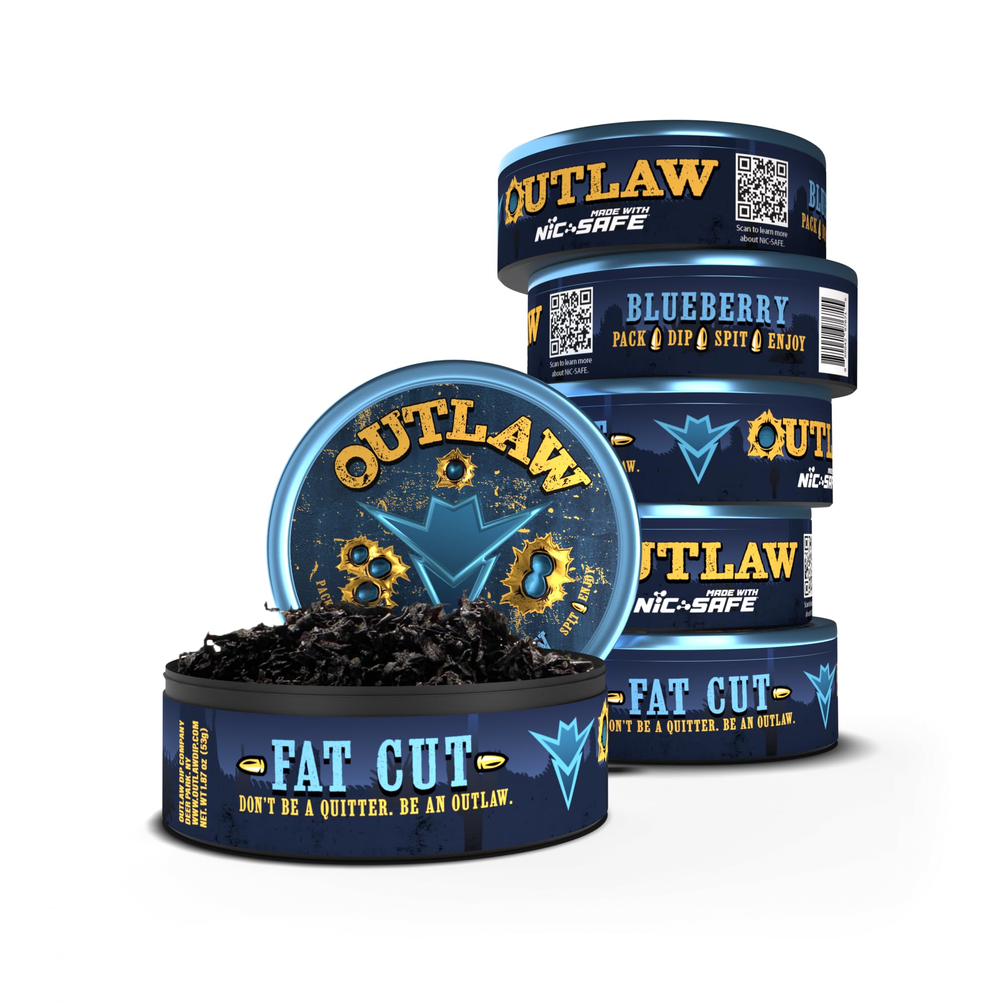 Outlaw Backwoods Blueberry NiC-Safe™ Fat Cut - 6 Pack - Tobacco & Nicotine Free Chew