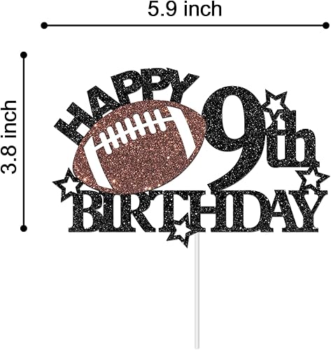 Miniatura 2 de Decoración para pastel de cumpleaños de 9 cumpleaños de fútbol  Decoración de fiesta de cumpleaños temática de fútboldeporte para niños  Suministros